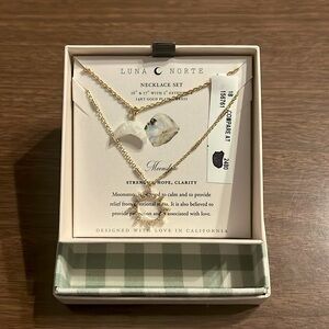 NWT Luna Norte Moon and Sun Necklace Set in Moonstone/Gold